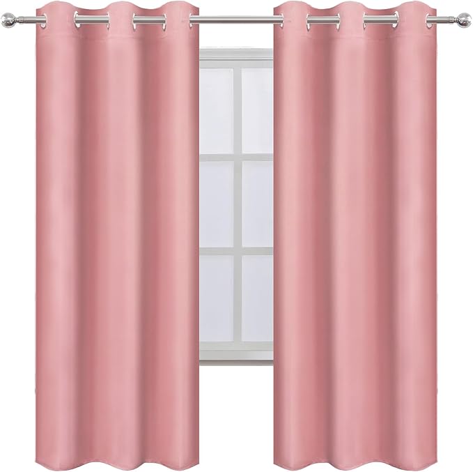 LEMOMO Pink Thermal Blackout Curtains/42 x 72 Inch/Set of 2 Panels Room - Image 2