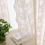 YJ YANJUN Vintage Lace Curtains 63 Inch Length 2 Panels Set Cute Floral Designs - Image 2