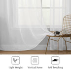 MIULEE 2 Panels Solid Color White Sheer Window Curtains Elegant Window Voile - Image 4