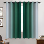 Yakamok Dark Green Ombre Curtains 63 Inches Long, Light Blocking Gradient Color - Image 2