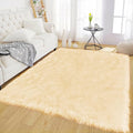 Latepis Boho Area Rugs 5x7 Plush Yellow Fluffy Rugs Shag Washable Faux Fur by Latepis