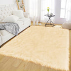 Latepis Boho Area Rugs 5x7 Plush Yellow Fluffy Rugs Shag Washable Faux Fur by Latepis