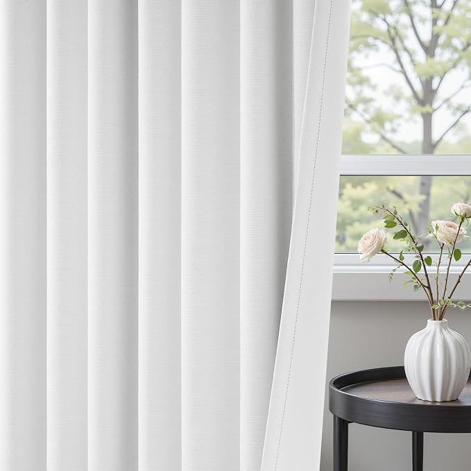 Topfinel 95 inch Living Room Curtains 2 Panels 100% Blackout Linen Texture - Image 6