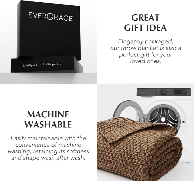 EVERGRACEHOME Chunky Chenille Knit Throw Blanket - Image 9