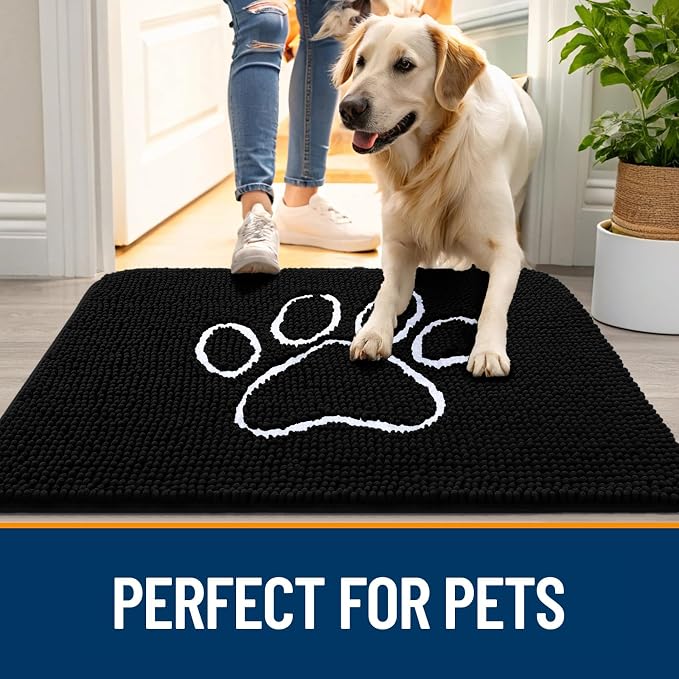 OLANLY Dog Door Mat for Muddy Paws 47x24, Paw Print Design, Absorbs Moisture - Image 6