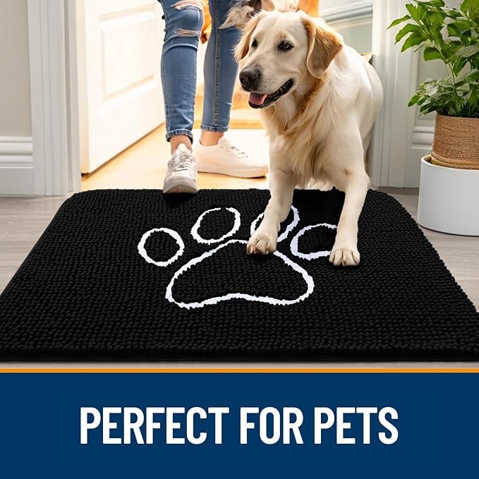 OLANLY Dog Door Mat for Muddy Paws 47x17, Paw Print Design, Absorbs Moisture - Image 6