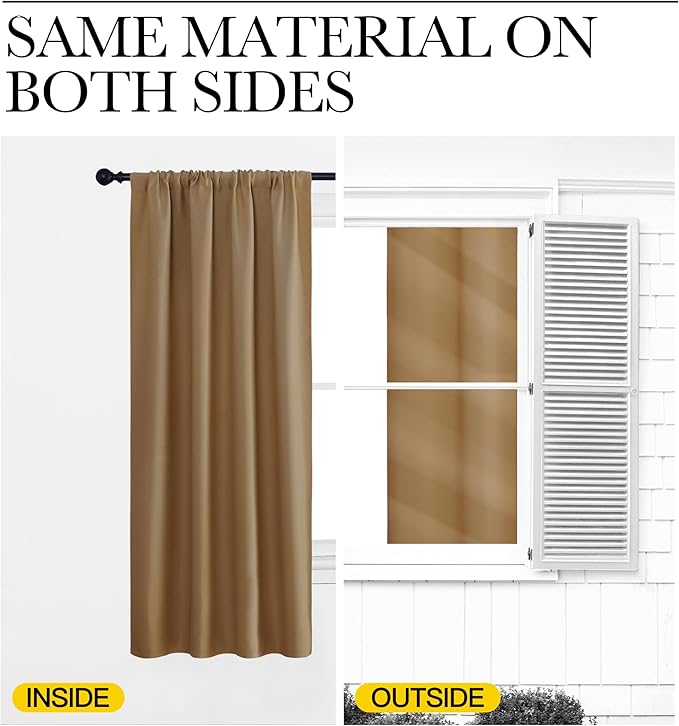 NICETOWN Blackout Curtains for Living Curtains, 1 Pair, 34-inch W x 72-inch L - Image 5
