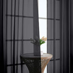 Chyhomenyc Black Sheer Curtains 96 Inches Long 2 Panels, Light Filtering Black - Image 6