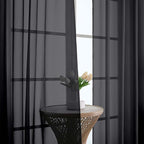 Chyhomenyc Black Sheer Curtains 84 Inches Long 2 Panels, Light Filtering Black - Image 6