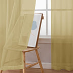 Simplebrand Gold Sheer Curtains 120 Inches Long, Extra Long Rod Pocket Solid - Image 3