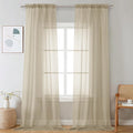 OVZME Taupe Sheer Curtains 96 Inches Long 2 Panels by OVZME
