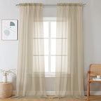OVZME Taupe Sheer Curtains 96 Inches Long 2 Panels by OVZME