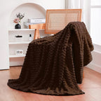 Puncuntex Brown Throw Blanket 60"×80" inches Fuzzy 3D Jacquard Decorative - Image 2