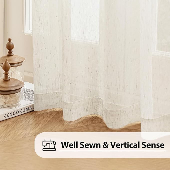 FMFUNCTEX Linen Sheer Pinch Pleated Curtains - Image 6