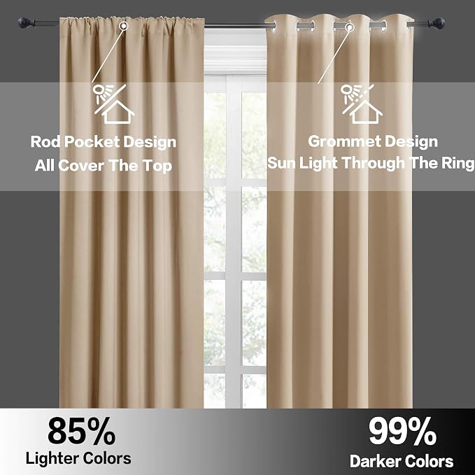 RYB HOME Curtains for Bedroom Living Room 72 inches Long, Thermal Insulated - Image 5