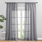 NICETOWN Linen Sheer Curtains for Living Room, Rod Pocket & Back Tab Semi Sheer - Image 2