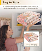 RELEANY Area Rugs 4ft Washable Non-Slip, Floral Vintage Distress Print Pattern - Image 6
