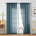 Dusty Blue Sheer Curtains 84 Inches Long 2 Panels, Elegant Airy Transparent by Home
