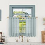 LAMIT Semi Sheer Linen Curtains 36 Inch Length 2 Panels, Light Filtering Panels by LAMIT