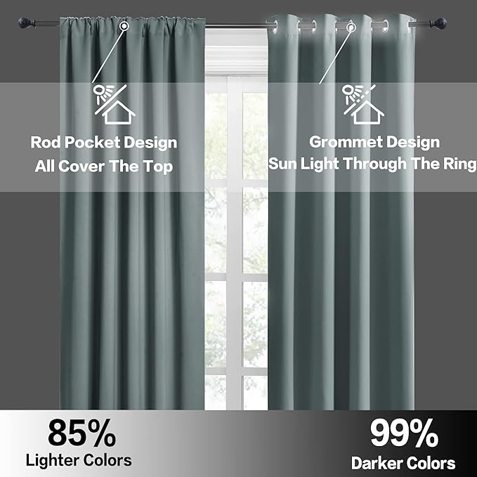 RYB HOME Blackout Privacy Bathroom Window Curtains, Short Thermal Insulated - Image 6