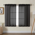 Gwine Black Sheer Kitchen Curtains 36 Inch Length, Light Filtering Voile Soft by Gwine
