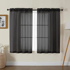 Gwine Black Sheer Kitchen Curtains 36 Inch Length, Light Filtering Voile Soft by Gwine