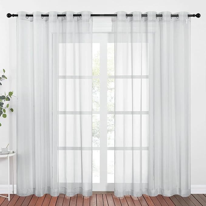 NICETOWN Bedroom Sheer Curtains Light Gray by NICETOWN