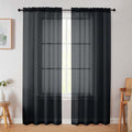Black Sheer Curtain for Bedroom Living Room 72 Inches Long 2 Panels Set by WelvetBLK