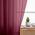 Burgundy Sheer Curtains 63 Inch Length 2 Panels Set - Image 6