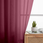 Burgundy Sheer Curtain for Bedroom Living Room 78 Inches Long 2 Panels Set - Image 6
