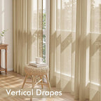 MIULEE Beige Sheer Curtains 72 Inches Long, 4 Panels Set, Rod Pocket Voile - Image 5