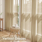 MIULEE Beige Sheer Curtains 96 Inches Long, 4 Panels Set, Rod Pocket Voile - Image 5