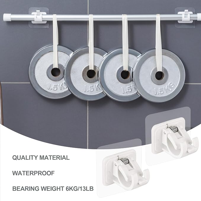 8PCS Self Adhesive Curtain Rod Holders No Drill Curtain Rods Brackets No - Image 5