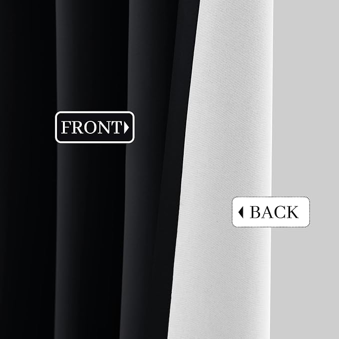 Yakamok 100% Blackout Curtains Black Room Darkening Thermal Insulated Window - Image 9