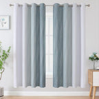 Estelar Textiler Stone Blue and Greyish White Blackout Curtains 72 Inch Length - Image 2