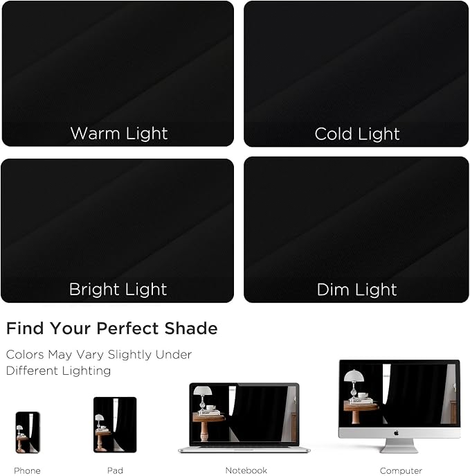 CUCRAF Black Blackout Curtains 108 inch Length 2 Panels Set, Rod Pocket Room - Image 4