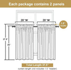 Lecloud Leia Sheer Sage Green Kitchen Curtains 36 Inch Length 2 Pcs, Jacquard - Image 3