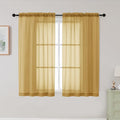 Gold Sheer Curtains for Bedroom Living Room 45 Inch Length 2 Panels, Soft Airy by WelvetBLK