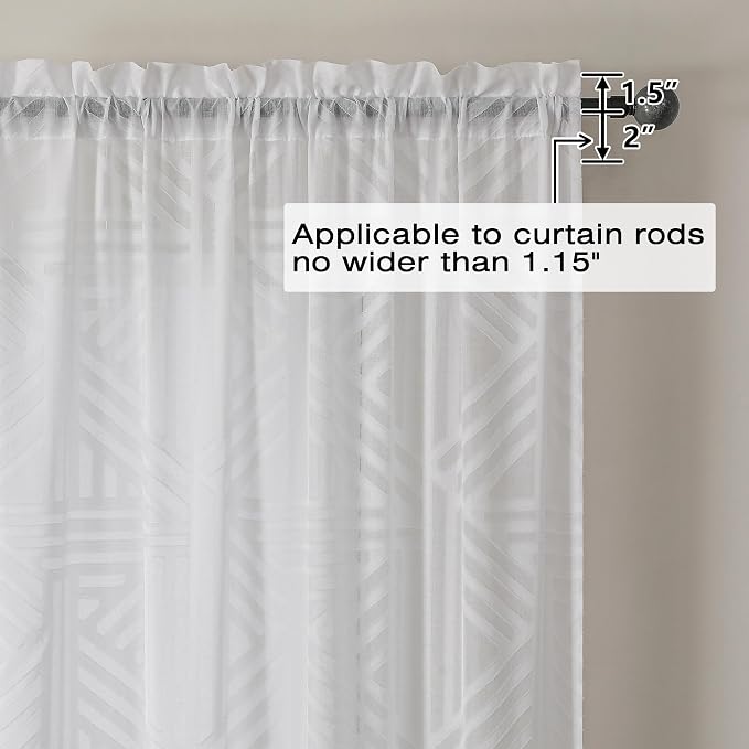 Simplebrand Semi Sheer White Curtains 84 Inches Long 2 Panels, Light Filtering - Image 5