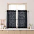Chyhomenyc Black Sheer Curtains 36 Inch Length, Light Filtering Leaf Tufted by Chyhomenyc