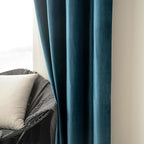MIULEE Blue Velvet Curtains 63 Inches Length Blackout Curtains Thermal - Image 6