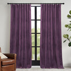 RYB HOME Purple Velvet Curtains 84 inches, Back Tab Soft Fabric Room Darkening by RYBHOME