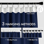 MIULEE Navy Blue Back Tab Blackout Curtain 96 Inch Long 2 Panels Set - Image 3