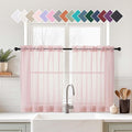 Blush Pink Small Sheer Curtains Tier 24 Inches Length 2 Pieces, Light Filtering by Home