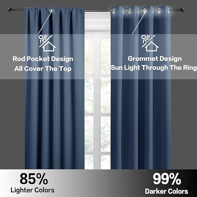 RYB HOME Short Stone Blue Blackout Curtains - Image 6