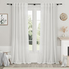 Nanspring Off White Linen Curtains 84 Inch Length 2 Panels Set by Nanspring