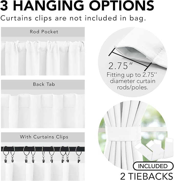 Deconovo Total Blackout Curtains 2 Panels W42 x L72— 100% Blackout, Thermal - Image 3