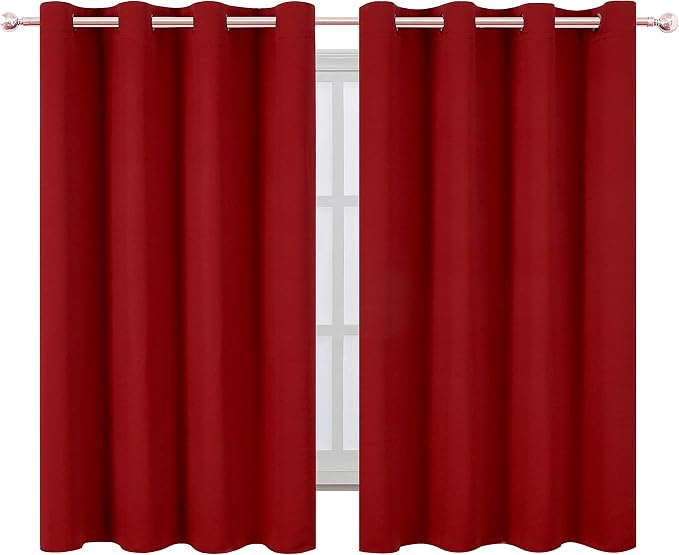 LEMOMO Red Blackout Curtains/52 x 45 Inch Length Kids Curtains/Set of 2 Panels - Image 2