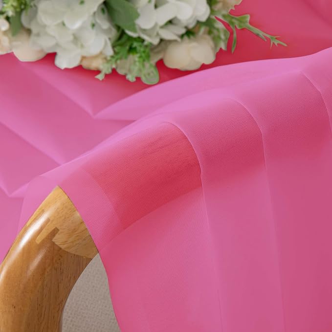 OWENIE Sheer Hot Pink Curtains for Bedroom Living Room 78 Inches Long 2 Panels - Image 6