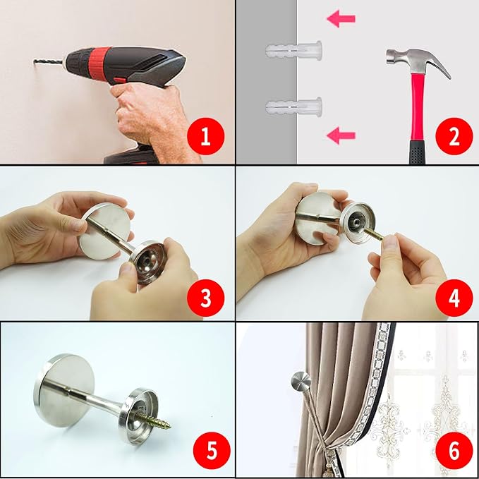 Curtain Tiebacks 2 Pack Wall Mounted Zinc Alloy Tiebacks - Image 4